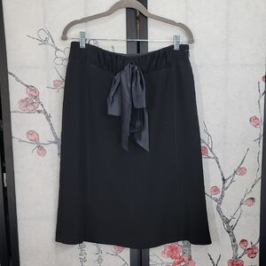Les Copains NWT Black A-line Skirt with Silk Bow Size 44